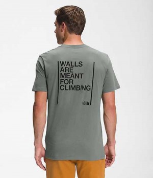 Tricko The North Face Walls Panske Zelene | 8325109-WJ